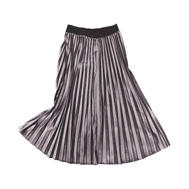 Elegant Pleated Skirt Mid Length Elastic Waist Loose Plus Size - Image 2