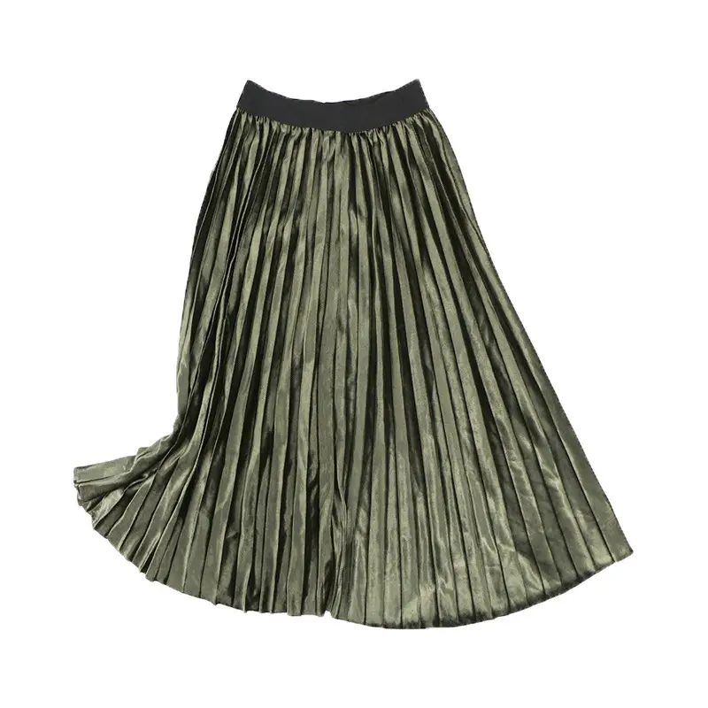 Elegant Pleated Skirt Mid Length Elastic Waist Loose Plus Size - Image 3