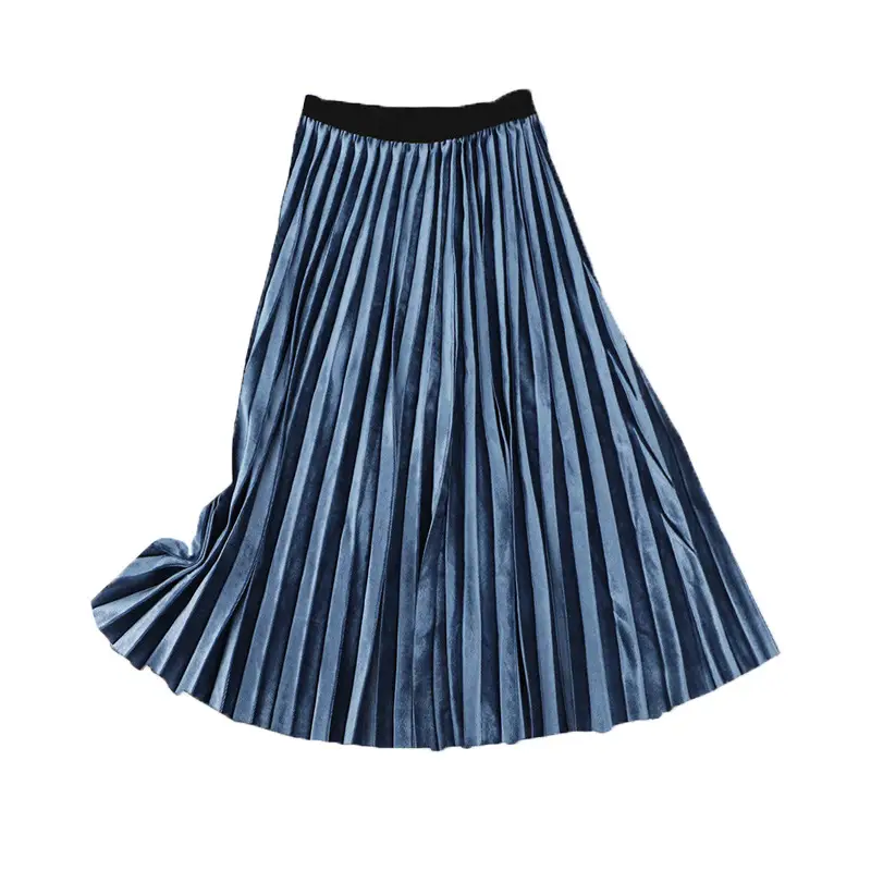 Elegant Pleated Skirt Mid Length Elastic Waist Loose Plus Size - Image 4