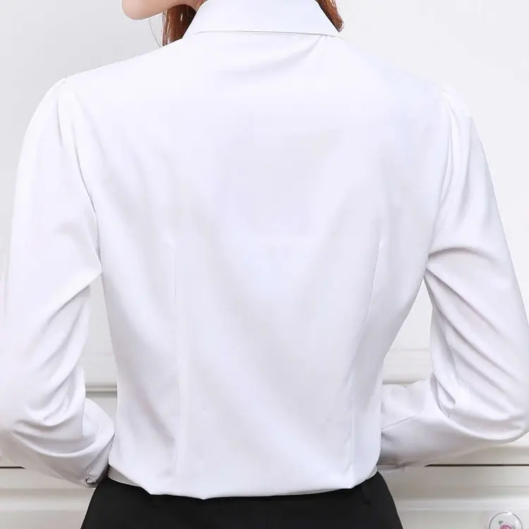 White Korean Style Long Sleeve Shirt for Women - Image 5