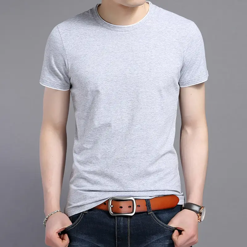 Men's White Round Neck T-Shirt Short Sleeve - Image 2