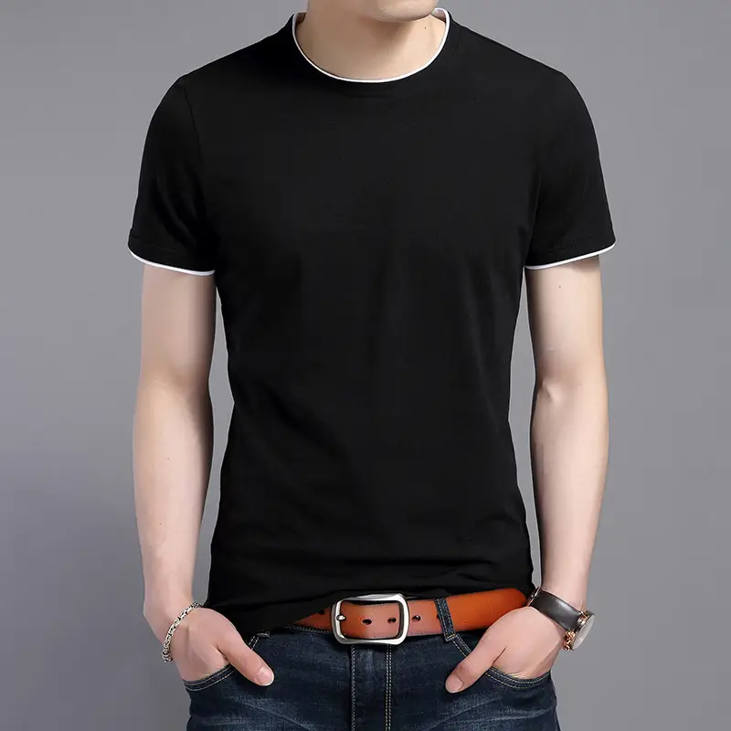 Men's White Round Neck T-Shirt Short Sleeve - Image 3