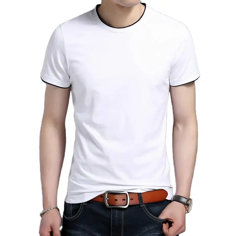 Men's White Round Neck T-Shirt Short Sleeve - Image 7