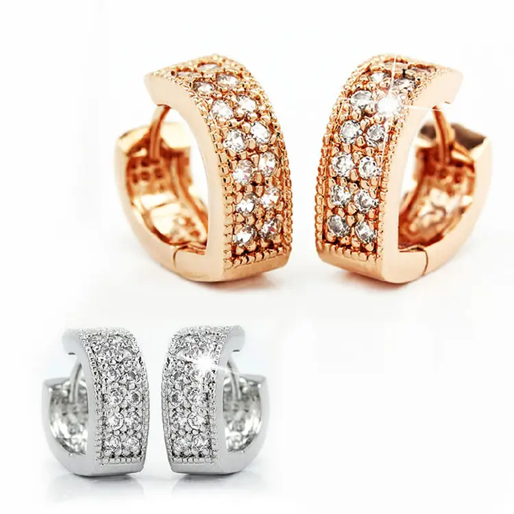 Korean Women's Round Micro-Ivalaid Zircon Earrings Silver - Image 33