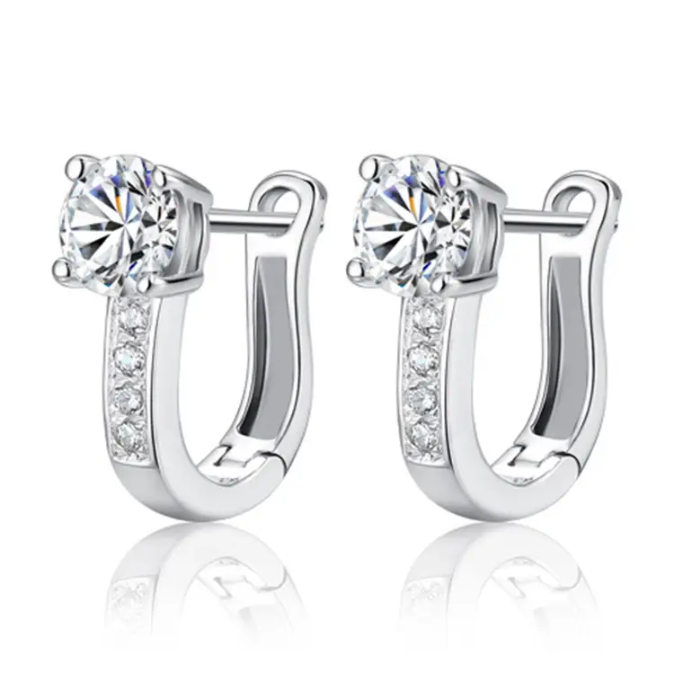 Korean Women's Round Micro-Ivalaid Zircon Earrings Silver - Image 34
