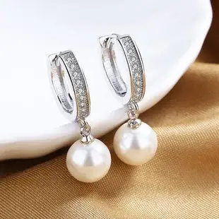 Korean Women's Round Micro-Ivalaid Zircon Earrings Silver — feature 1