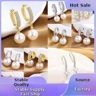 Korean Women's Round Micro-Ivalaid Zircon Earrings Silver — feature 11