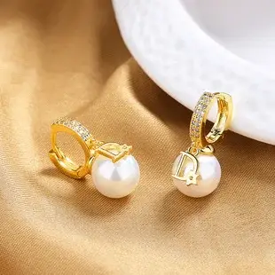 Korean Women's Round Micro-Ivalaid Zircon Earrings Silver — feature 12