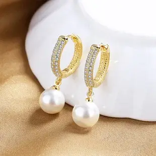 Korean Women's Round Micro-Ivalaid Zircon Earrings Silver — feature 2
