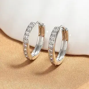 Korean Women's Round Micro-Ivalaid Zircon Earrings Silver — feature 7