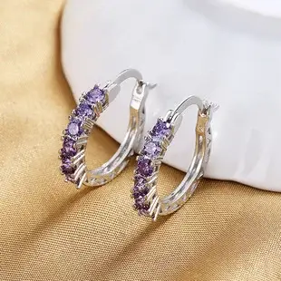 Korean Women's Round Micro-Ivalaid Zircon Earrings Silver — feature 9