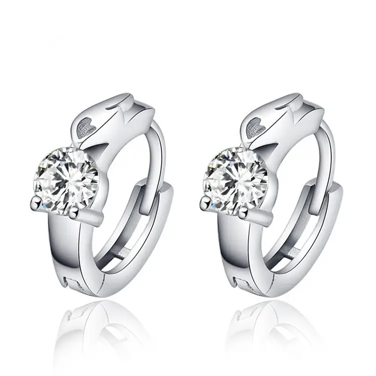 Korean Women's Round Micro-Ivalaid Zircon Earrings Silver - Image 15
