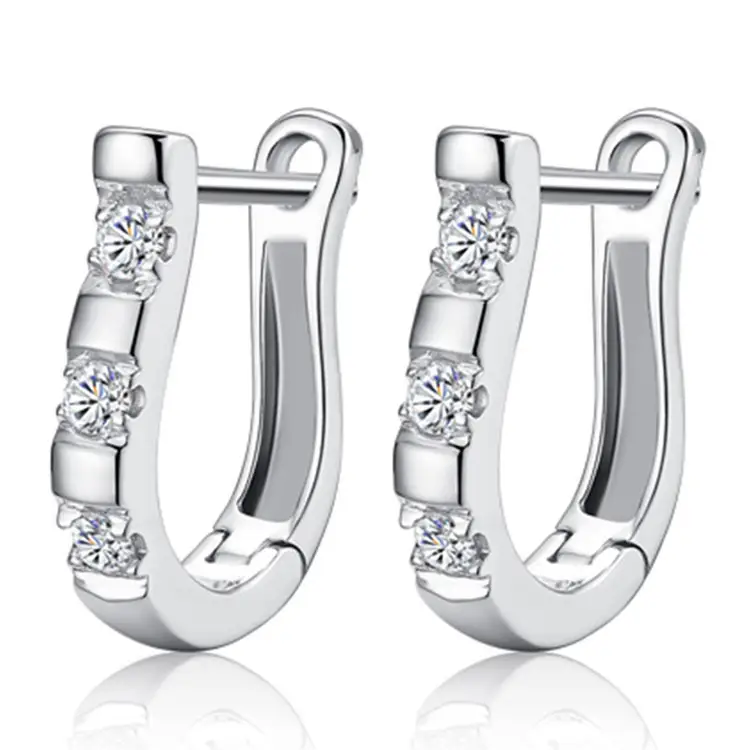 Korean Women's Round Micro-Ivalaid Zircon Earrings Silver - Image 17