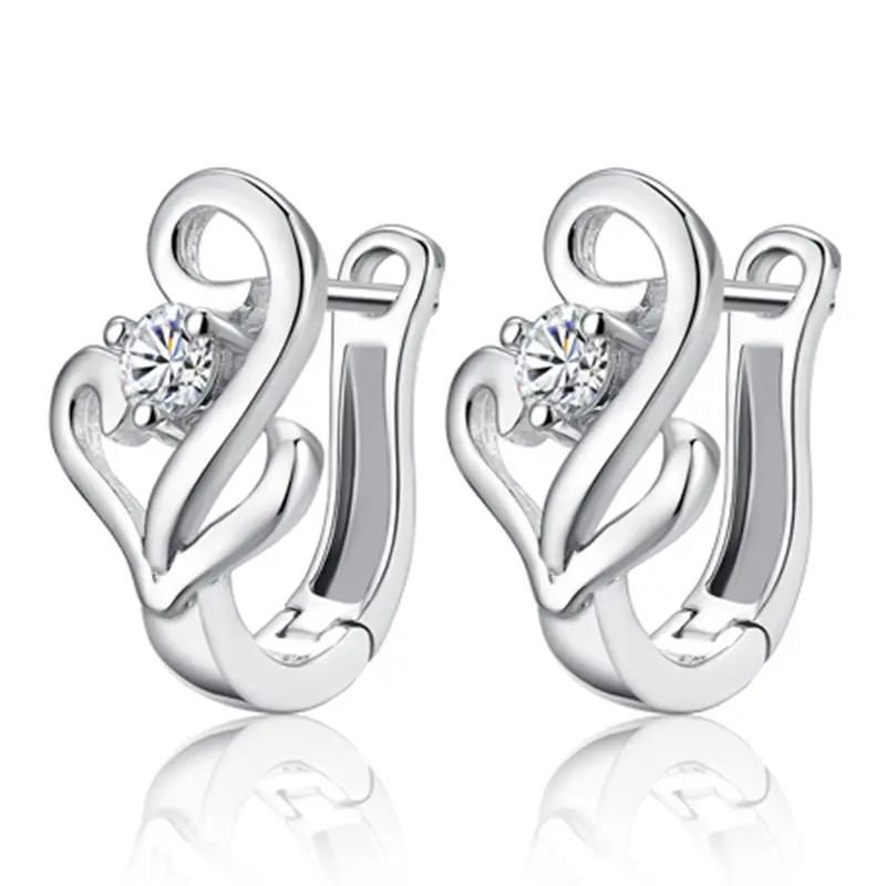 Korean Women's Round Micro-Ivalaid Zircon Earrings Silver - Image 18