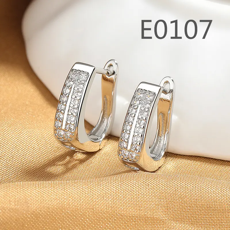 Korean Women's Round Micro-Ivalaid Zircon Earrings Silver - Image 19