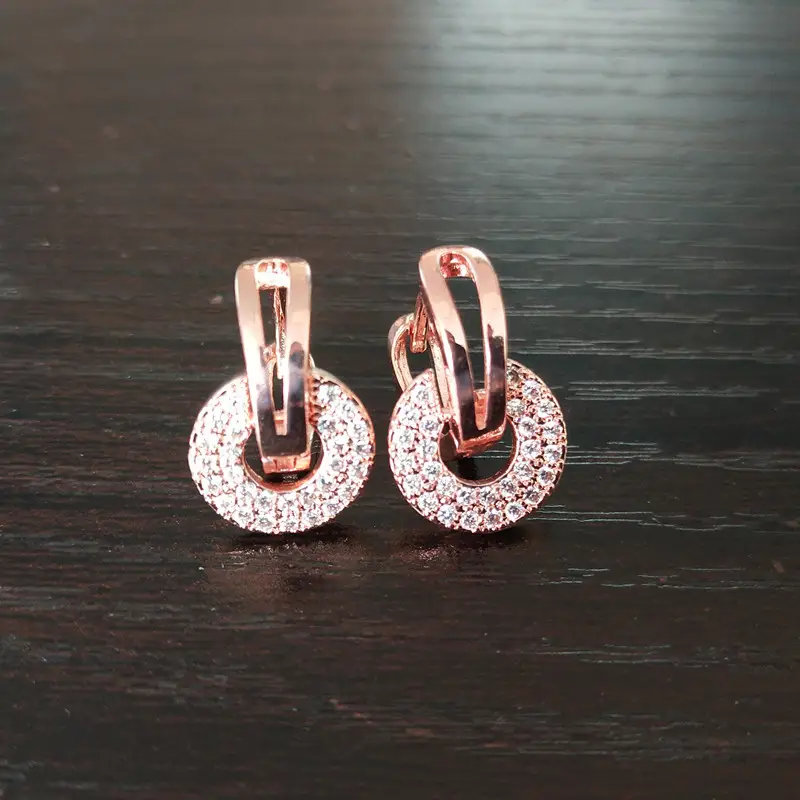 Korean Women's Round Micro-Ivalaid Zircon Earrings Silver - Image 2