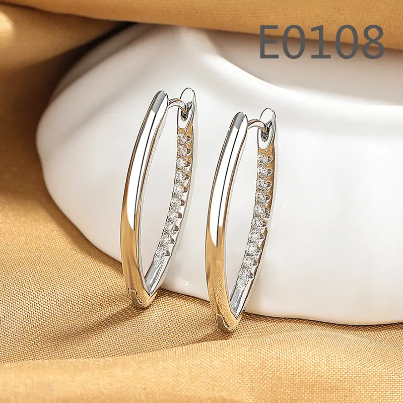 Korean Women's Round Micro-Ivalaid Zircon Earrings Silver - Image 20