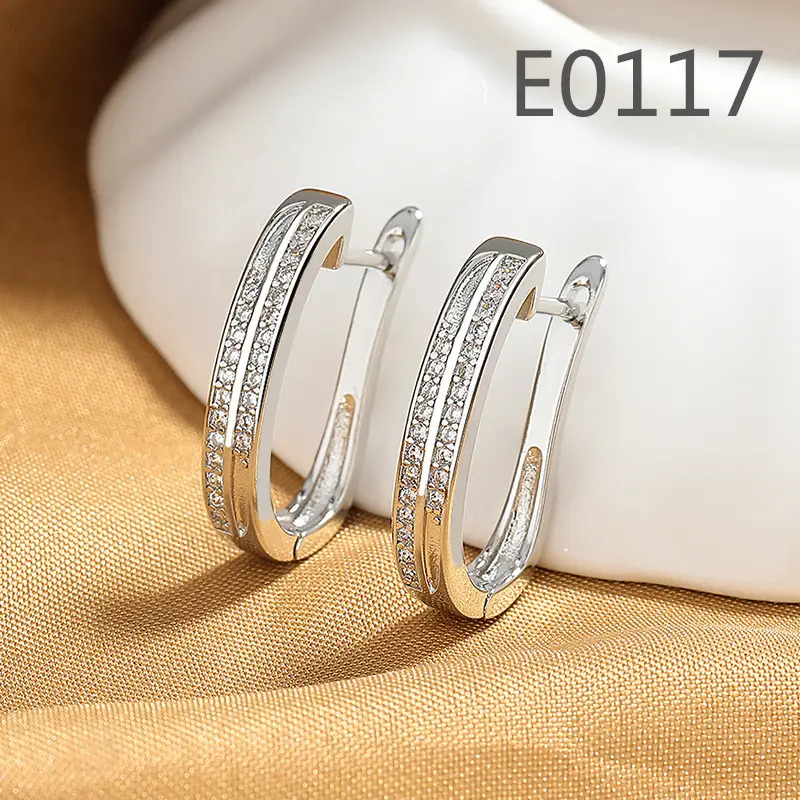 Korean Women's Round Micro-Ivalaid Zircon Earrings Silver - Image 21