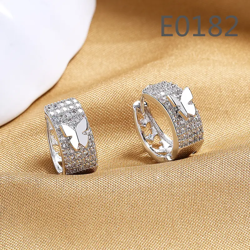 Korean Women's Round Micro-Ivalaid Zircon Earrings Silver - Image 24