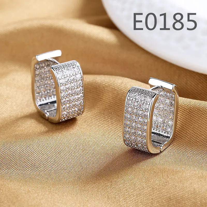 Korean Women's Round Micro-Ivalaid Zircon Earrings Silver - Image 26