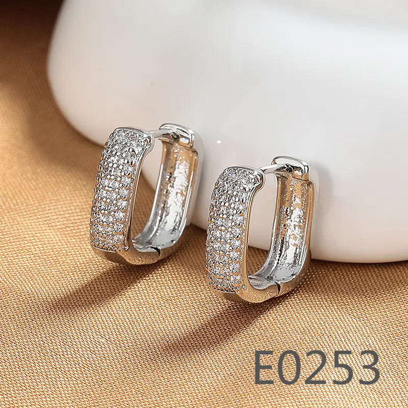 Korean Women's Round Micro-Ivalaid Zircon Earrings Silver - Image 30