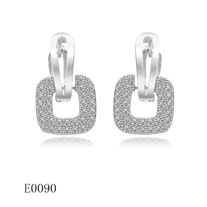 Korean Women's Round Micro-Ivalaid Zircon Earrings Silver - Image 5