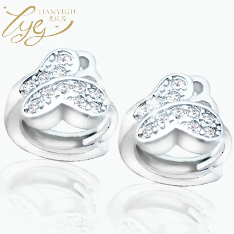 Korean Women's Round Micro-Ivalaid Zircon Earrings Silver - Image 6