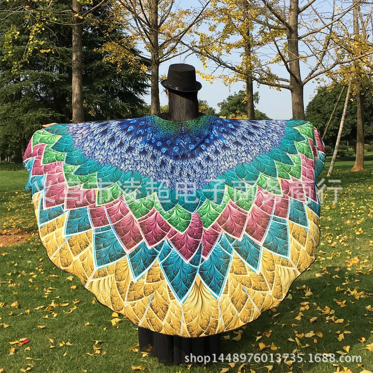 Butterfly Shawl Decorative Cloak Blue Orange