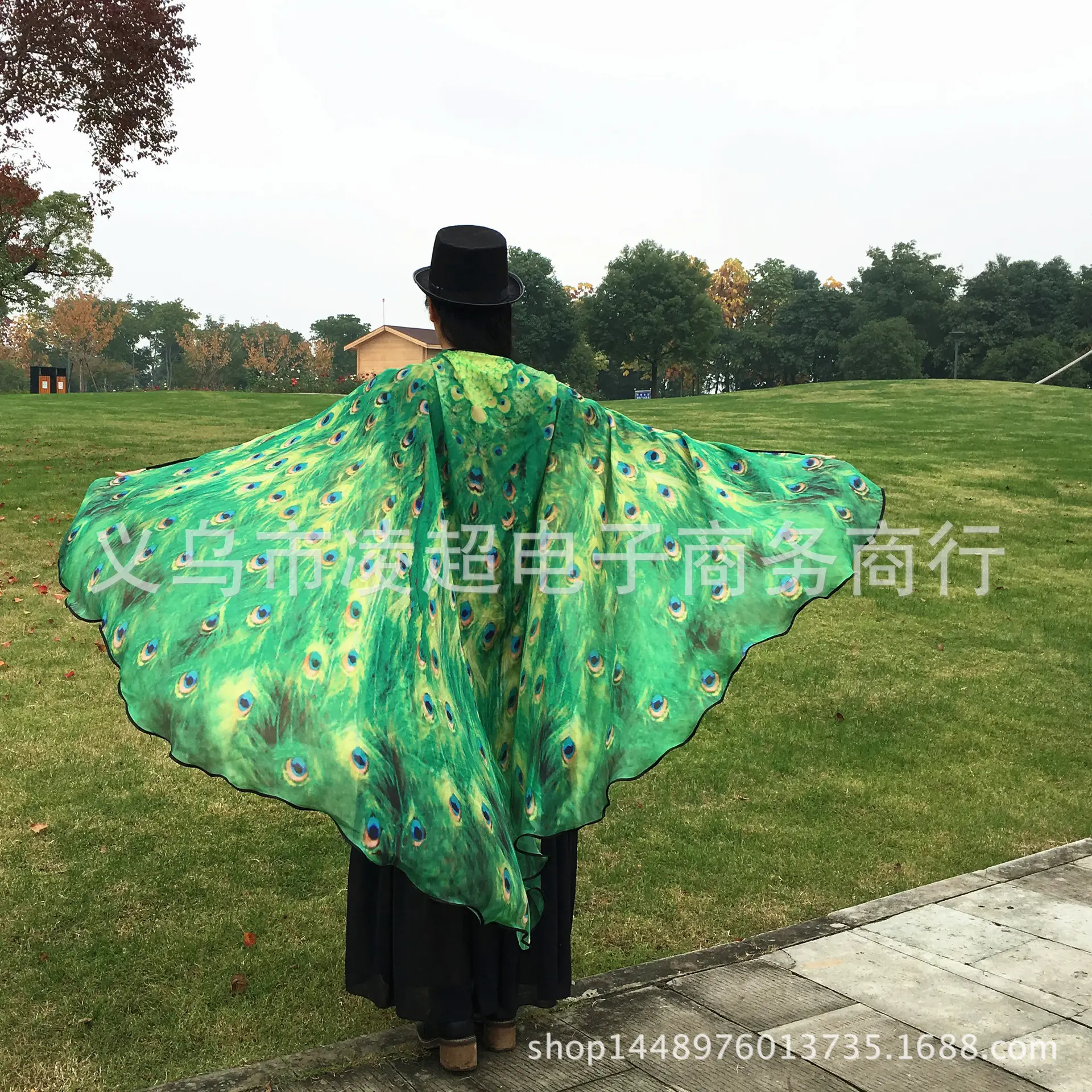 Butterfly Shawl Decorative Cloak Blue Orange