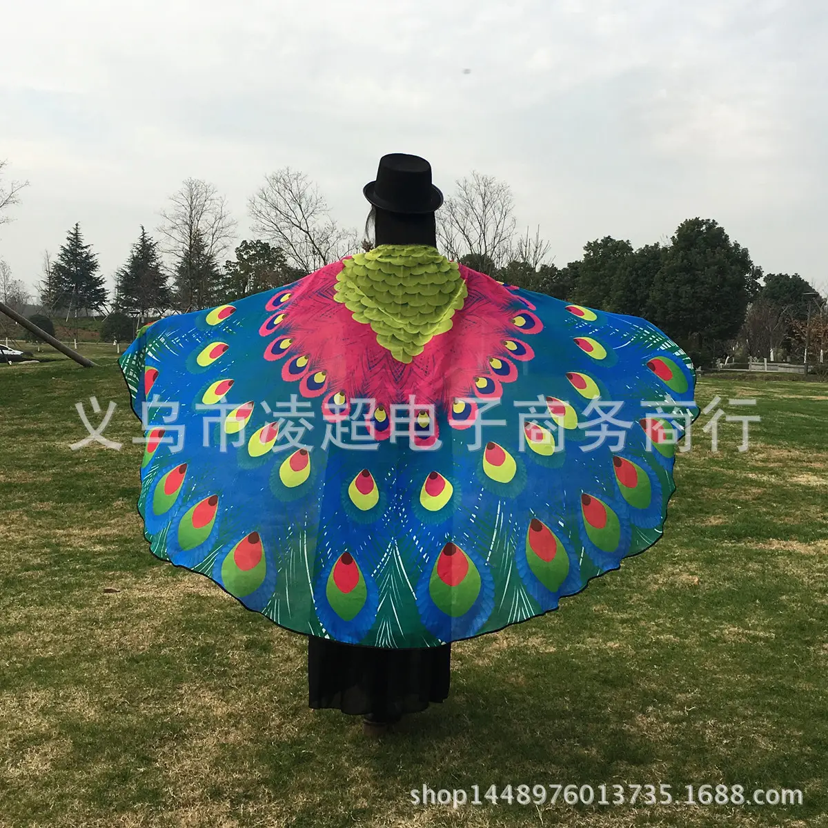 Butterfly Shawl Decorative Cloak Blue Orange