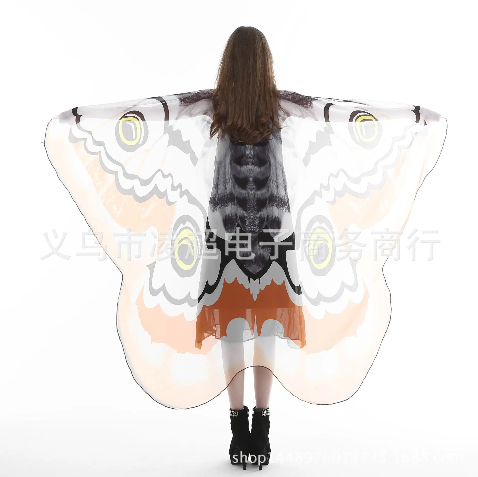 Butterfly Shawl Decorative Cloak Blue Orange