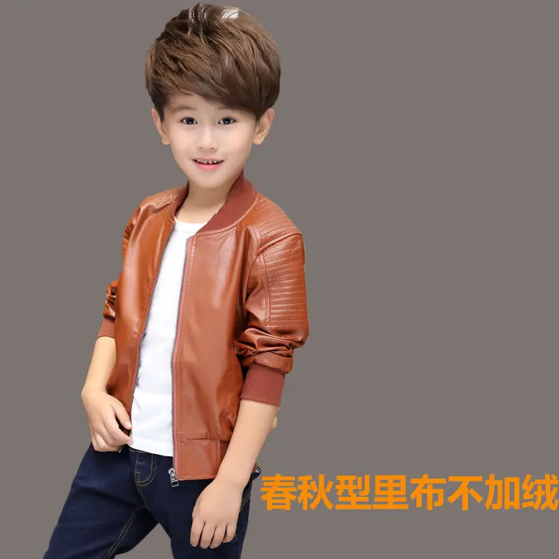 Boys' Leather Jackets, Spring & Fall 2018 New Kidsren's Clothing, Medium and Large Kidsren's Korean Style Thin Tops, Kidsren's Clothing Leather Jackets