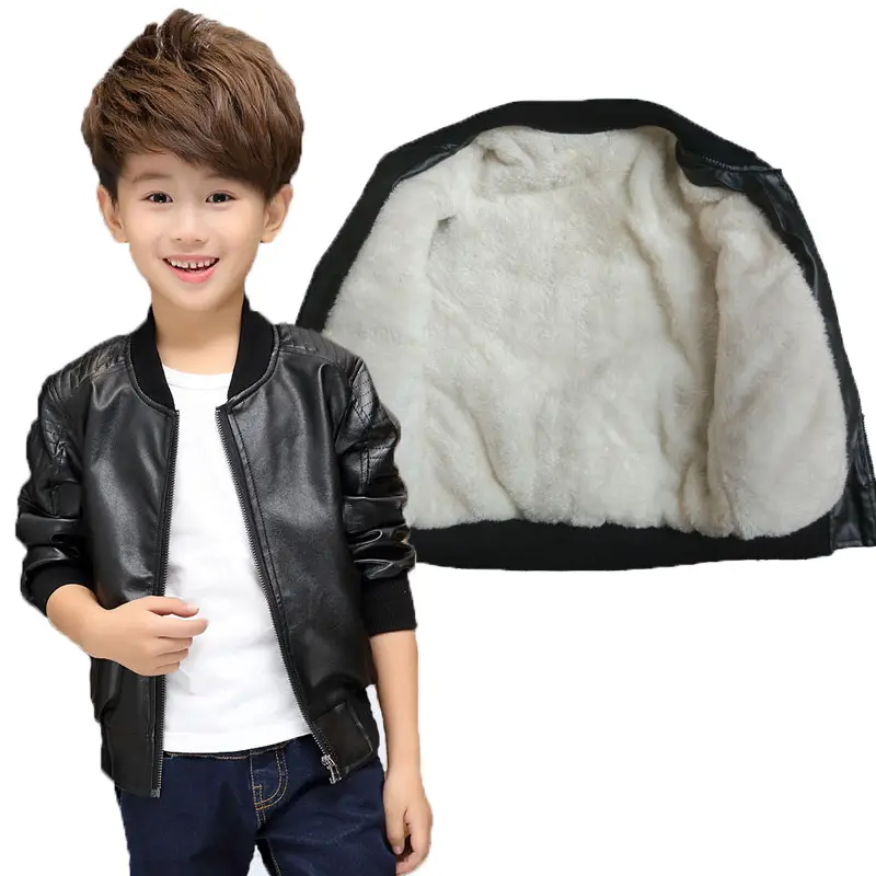 Boys' Leather Jackets, Spring & Fall 2018 New Kidsren's Clothing, Medium and Large Kidsren's Korean Style Thin Tops, Kidsren's Clothing Leather Jackets