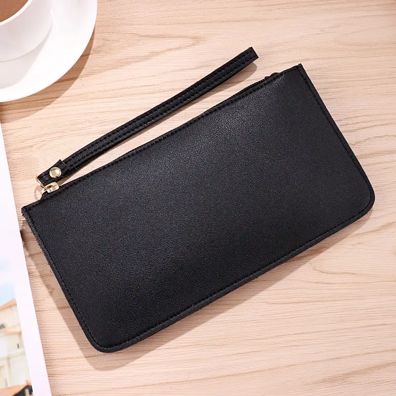 Korean Style Color Contrast Soft Face Long Wallet Fashionable Large Capacity Double Layer Mobile Phone Hand-held Coin Purse Small Bag