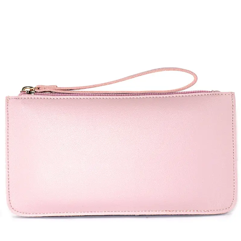 Korean Style Color Contrast Soft Face Long Wallet Fashionable Large Capacity Double Layer Mobile Phone Hand-held Coin Purse Small Bag