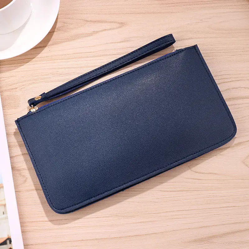 Korean Style Color Contrast Soft Face Long Wallet Fashionable Large Capacity Double Layer Mobile Phone Hand-held Coin Purse Small Bag
