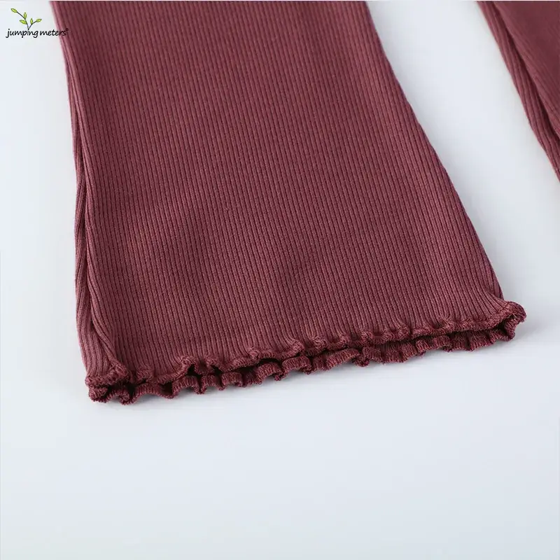 Girls Cross-Border Knitted Leggings Maroon Slim Fit - Image 4