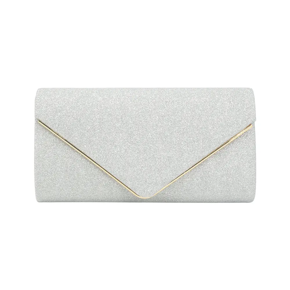 Light Grey Embroidered Clutch Bag for Women