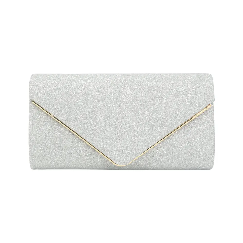 Light Grey Embroidered Clutch Bag for Women
