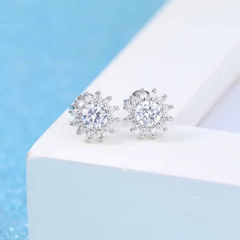 Korean Silver Plated Zircon Earrings for Women