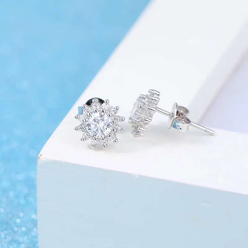 Korean Silver Plated Zircon Earrings for Women