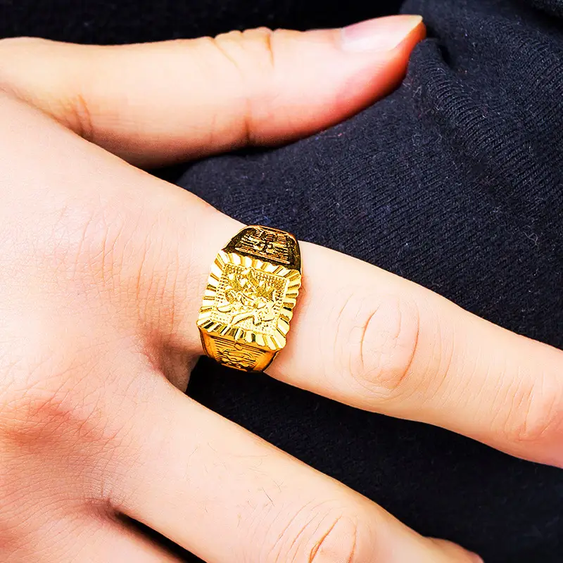 Wholesale Gold Plated Opening Men's Ring 24k Real Gold Plated Small - Image 6