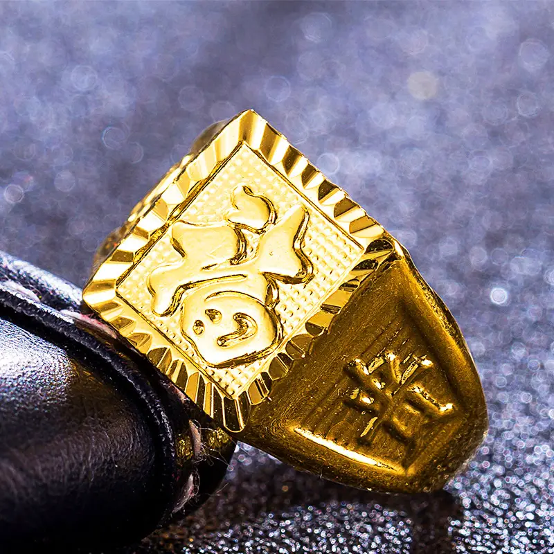 Wholesale Gold Plated Opening Men's Ring 24k Real Gold Plated Small - Image 8