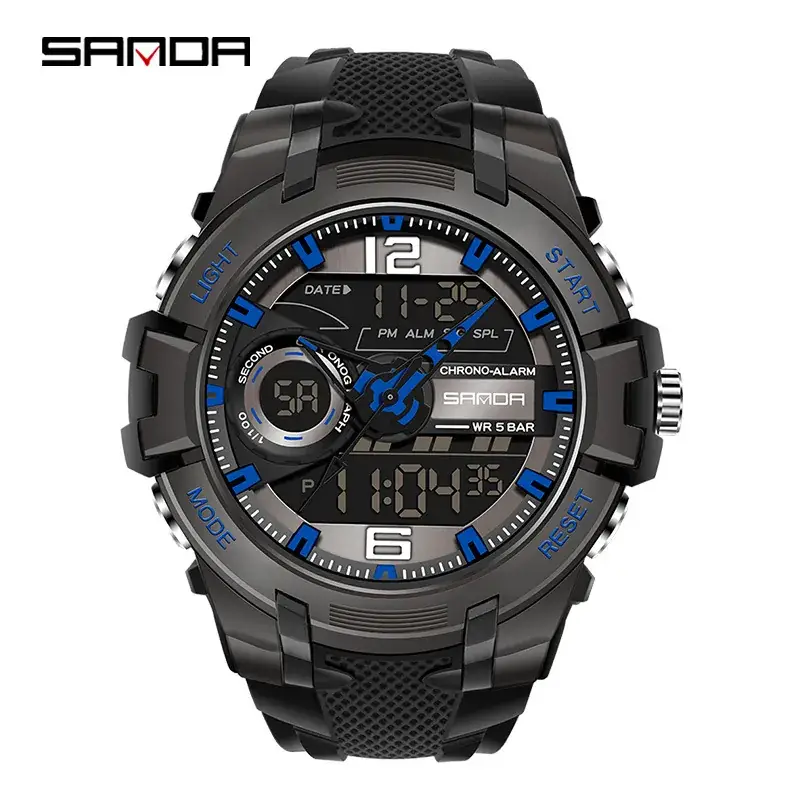 Sanda Men's Black Digital Watch with 58.5" Display