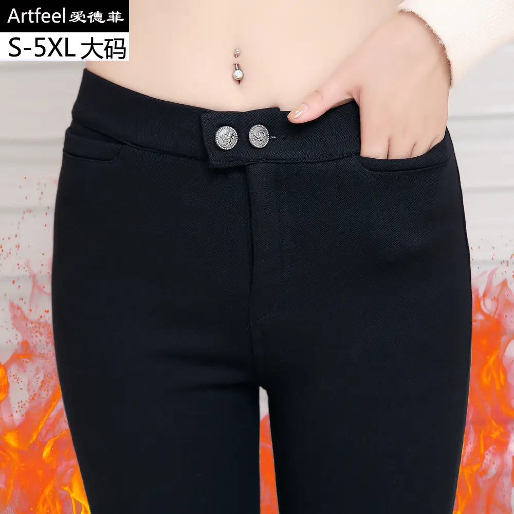 Double-Breasted Women's Black Magic Pants Plus Size Stretchy Slim Fit - Image 10