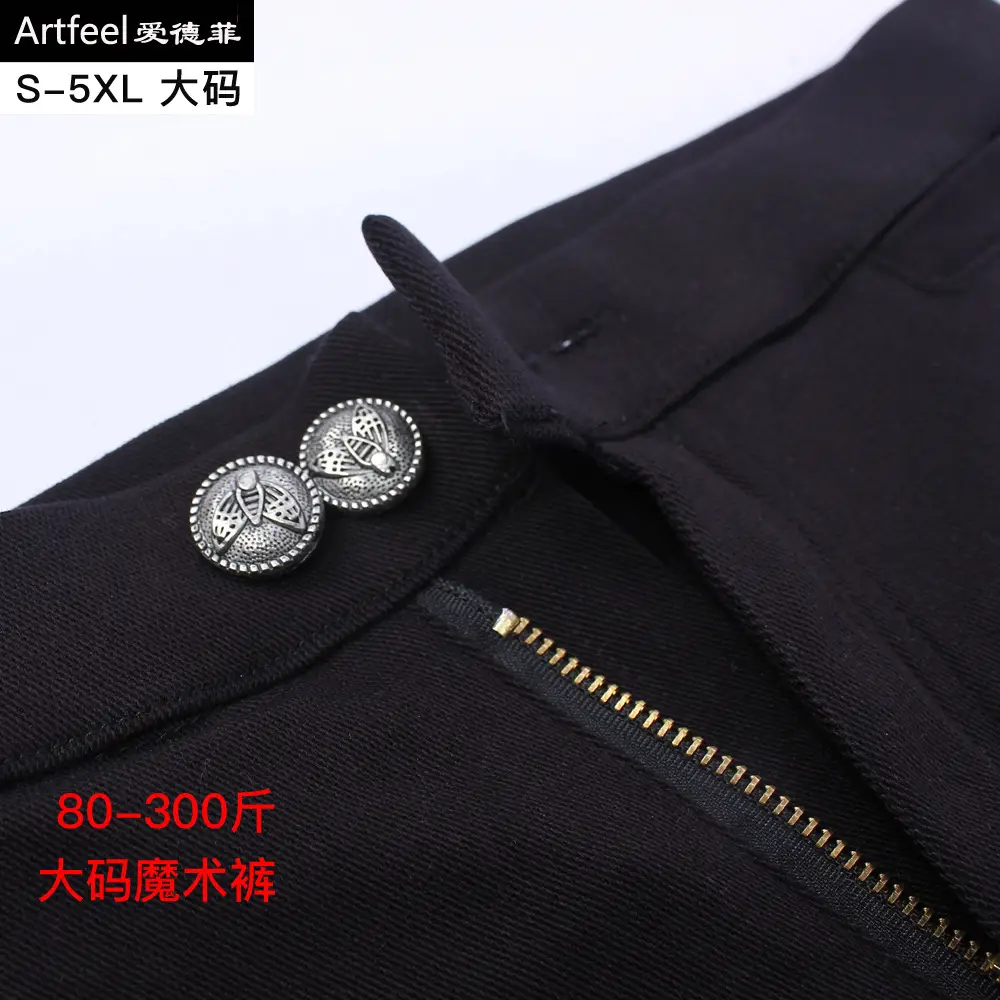 Double-Breasted Women's Black Magic Pants Plus Size Stretchy Slim Fit - Image 11