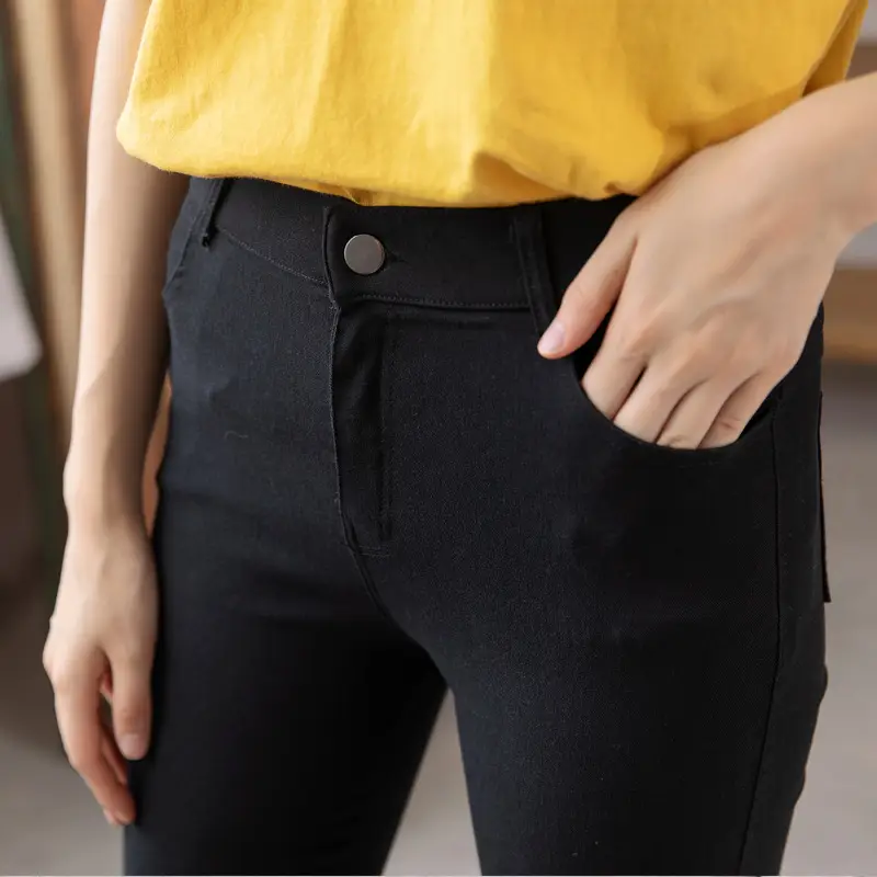 Double-Breasted Women's Black Magic Pants Plus Size Stretchy Slim Fit - Image 3