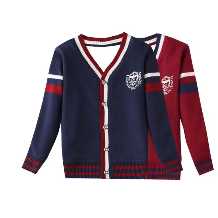 Boys' Maroon Knit Cardigan Coat Western Style 2023 - Image 5