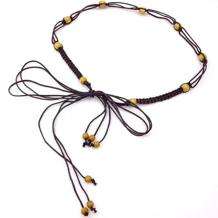 Women's Wooden Beads Waist Chain for Sweater Dress