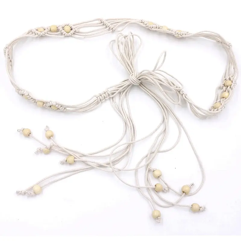 Women's Wooden Beads Waist Chain for Sweater Dress